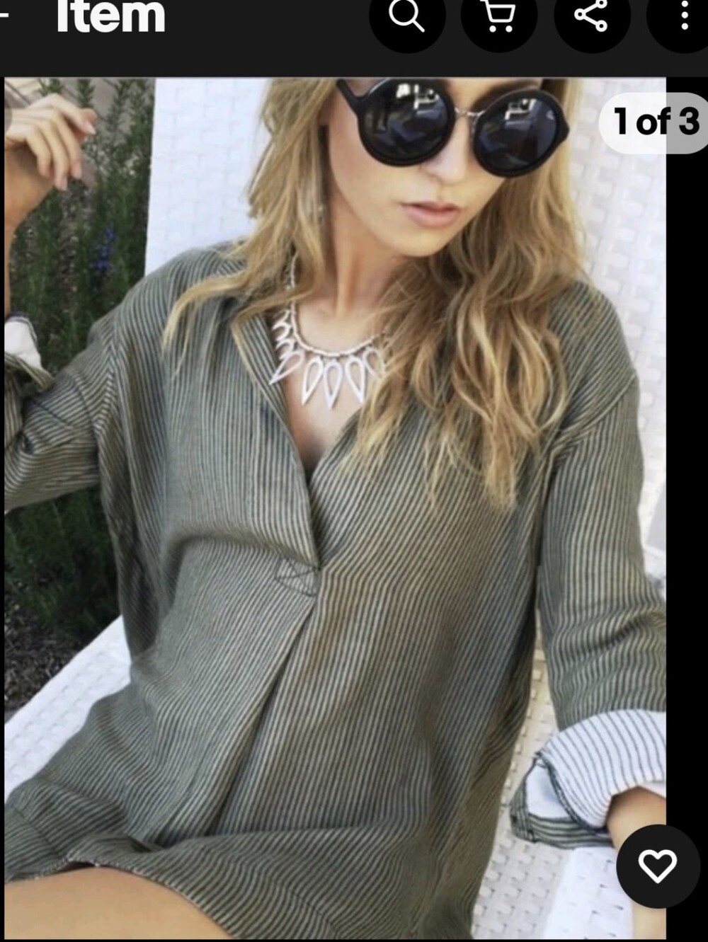 Free People On The Road Stripe Pullover Olive Striped V-Neck Tunic